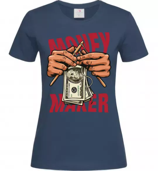 Женская футболка Money maker hands Темно-синий фото