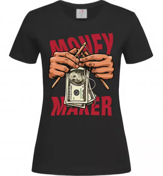 Женская футболка Money maker hands Черный фото