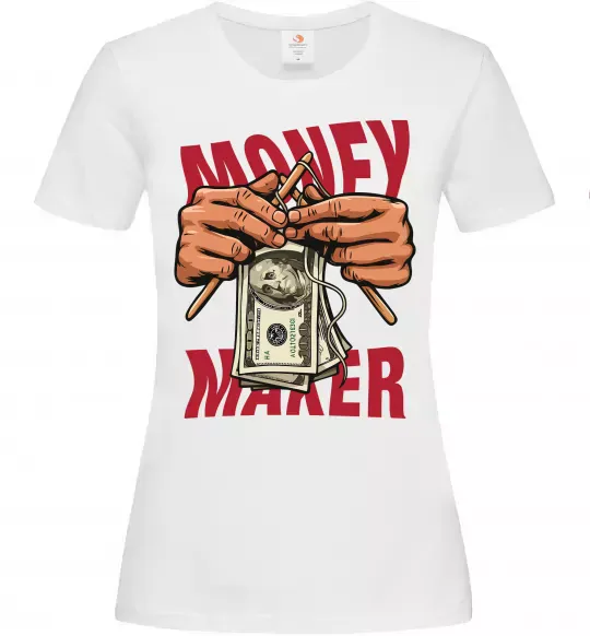 Женская футболка Money maker hands Белый фото