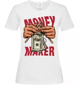 Женская футболка Money maker hands Белый фото