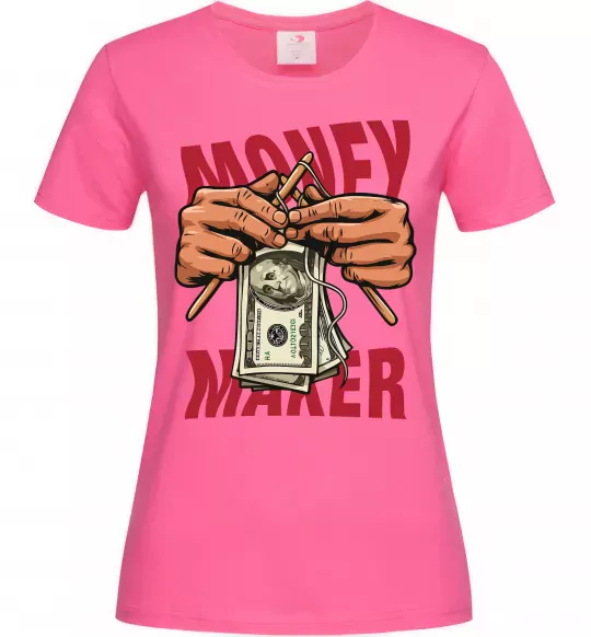Женская футболка Money maker hands Ярко-розовый фото