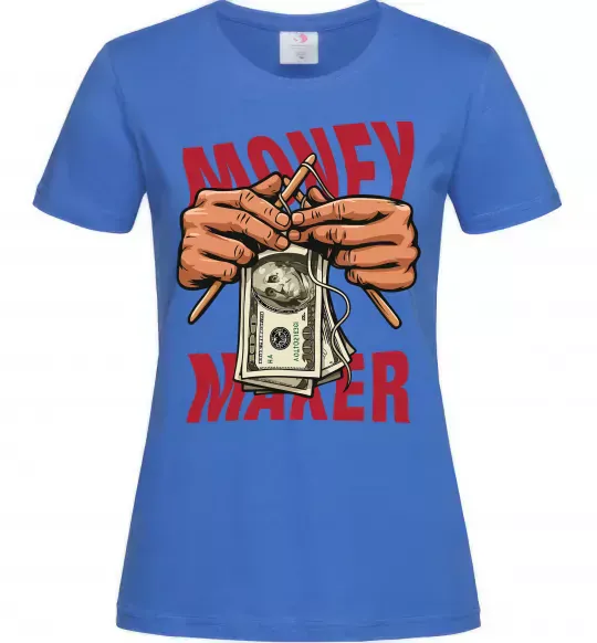Женская футболка Money maker hands Ярко-синий фото