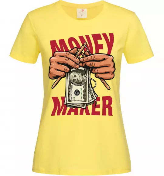 Женская футболка Money maker hands Лимонный фото