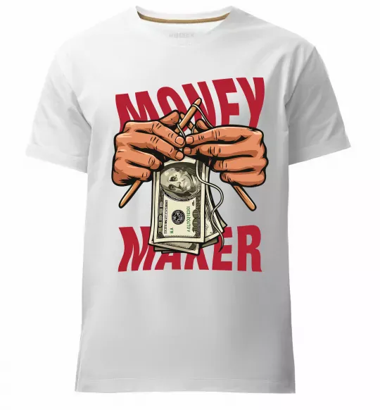 Мужская премиум футболка Money maker hands Белый фото