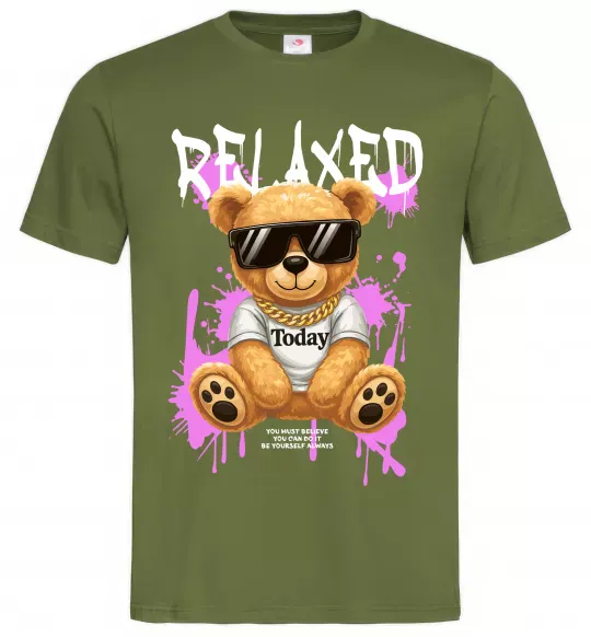 Чоловіча футболка Relaxed bear Оливковий фото