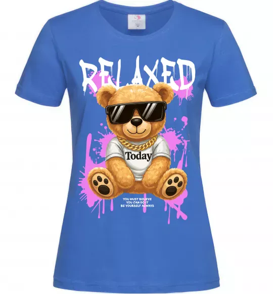 Жіноча футболка Relaxed bear Яскраво-синій фото