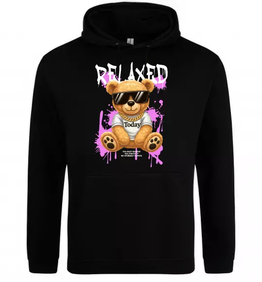 Чоловіча толстовка (худі) Relaxed bear Чорний фото