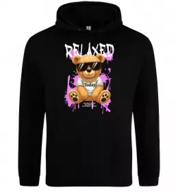 Мужская толстовка (худи) Relaxed bear Черный фото