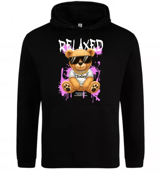 Женская толстовка (худи) Relaxed bear Черный фото