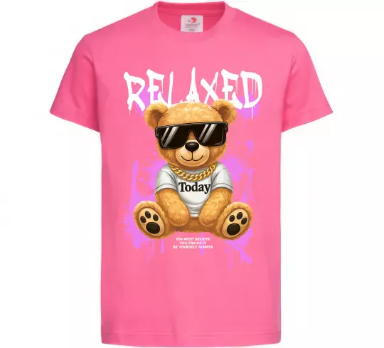 Дитяча футболка Relaxed bear Яскраво-рожевий фото