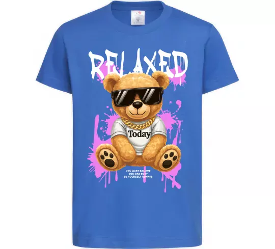 Дитяча футболка Relaxed bear Яскраво-синій фото
