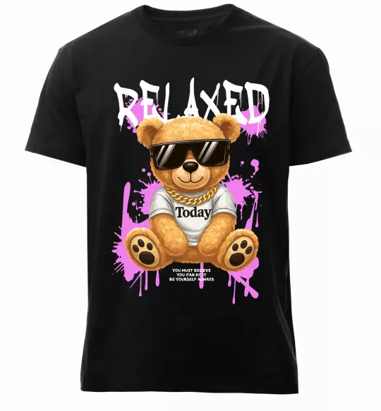 Мужская премиум футболка Relaxed bear Черный фото