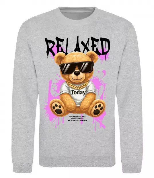 Свитшот Relaxed bear Серый меланж фото