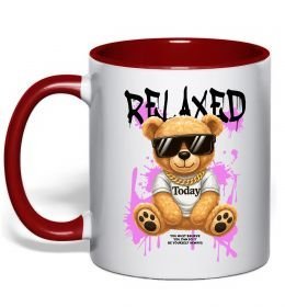 Чашка з кольоровою ручкою Relaxed bear