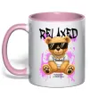 Чашка с цветной ручкой Relaxed bear Нежно розовый фото