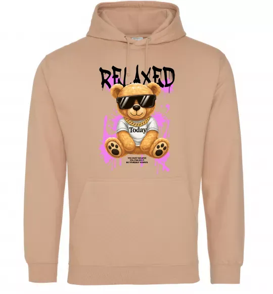 Чоловіча толстовка (худі) Relaxed bear Пісочний фото
