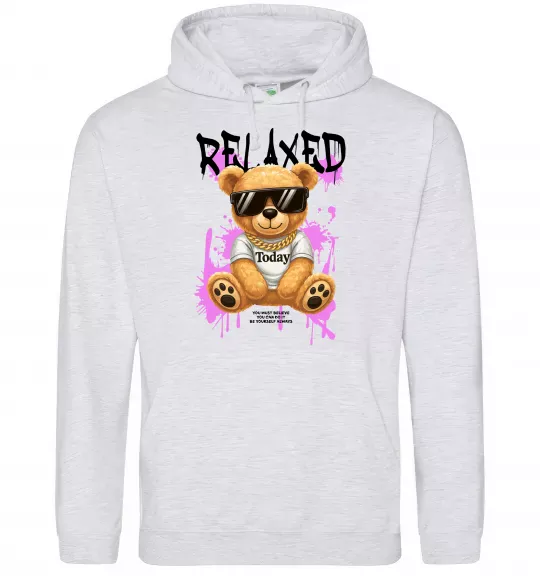 Женская толстовка (худи) Relaxed bear Серый меланж фото