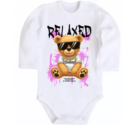Детский боди Relaxed bear Белый фото