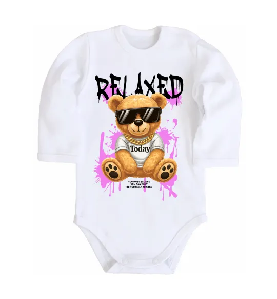 Детский боди Relaxed bear Белый фото