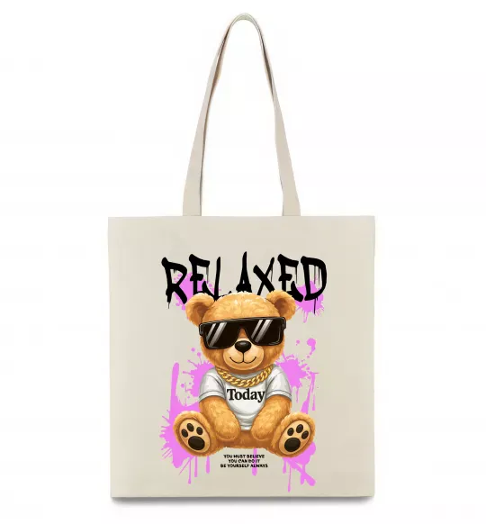 Еко-сумка Relaxed bear Бежевий фото