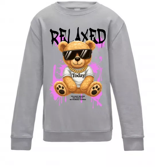Дитячий світшот Relaxed bear Сірий меланж фото