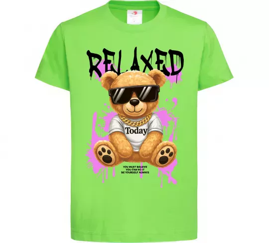 Дитяча футболка Relaxed bear Лаймовий фото