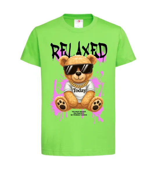 Дитяча футболка Relaxed bear Лаймовий фото