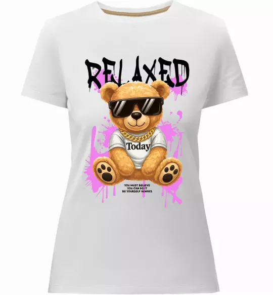 Женская премиум футболка Relaxed bear Белый фото