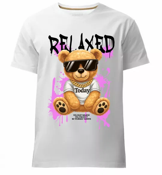 Мужская премиум футболка Relaxed bear Белый фото
