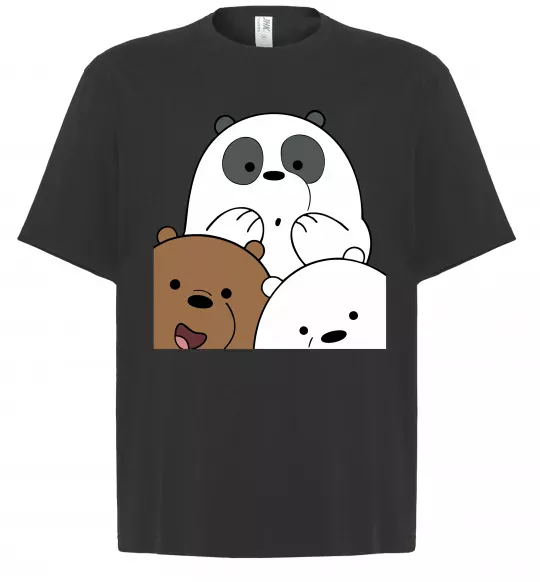 Футболка Оверсайз Намальовані ведмедики Чорний фото