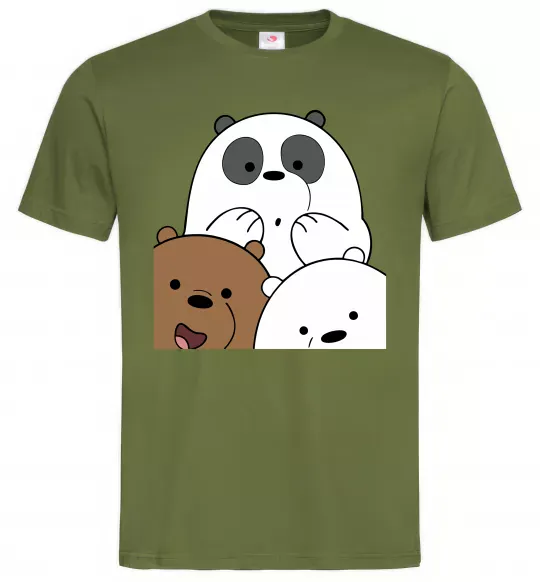 Мужская футболка Намальовані ведмедики Оливковый фото