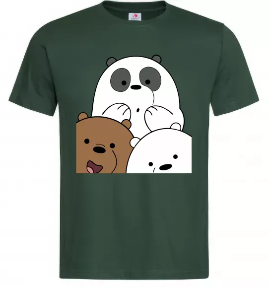Мужская футболка Намальовані ведмедики Темно-зеленый фото