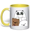 Чашка с цветной ручкой Намальовані ведмедики Лимонный фото
