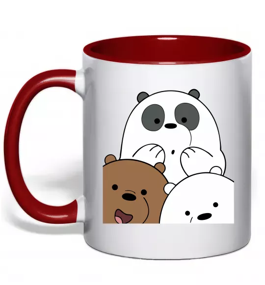 Чашка с цветной ручкой Намальовані ведмедики Красный фото