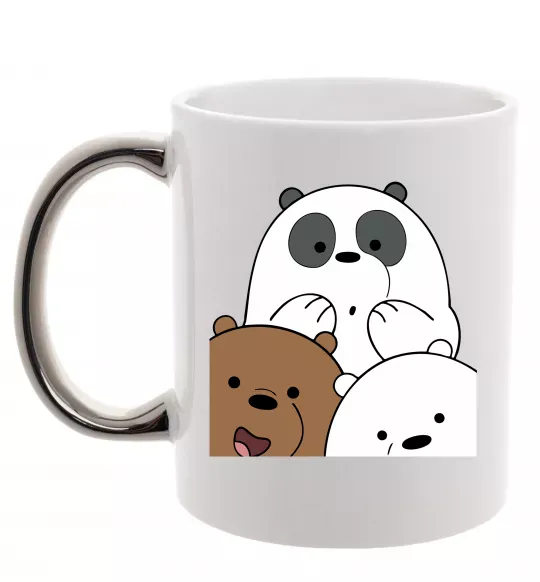 Чашка с цветной ручкой Намальовані ведмедики Серебро фото