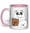 Чашка с цветной ручкой Намальовані ведмедики Нежно розовый фото