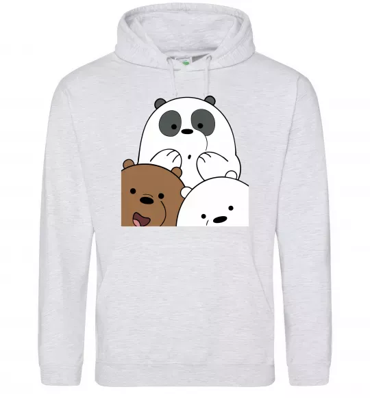 Мужская толстовка (худи) Намальовані ведмедики Серый меланж фото