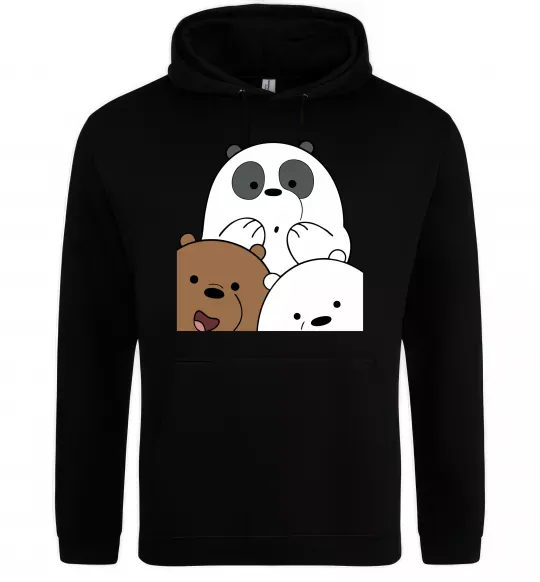 Женская толстовка (худи) Намальовані ведмедики Черный фото