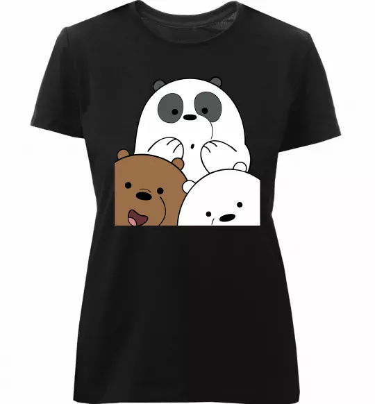 Женская премиум футболка Намальовані ведмедики Черный фото