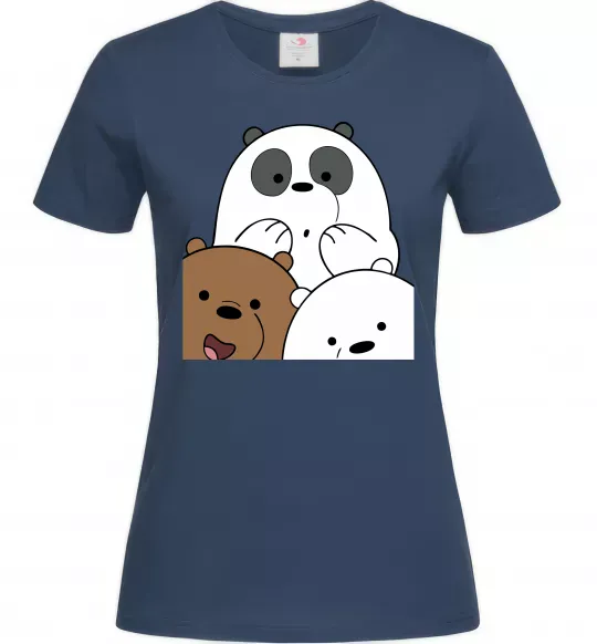 Женская футболка Намальовані ведмедики Темно-синий фото