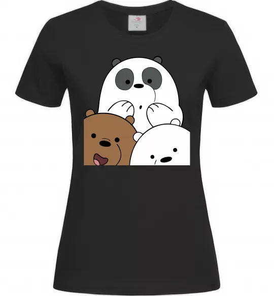 Женская футболка Намальовані ведмедики Черный фото