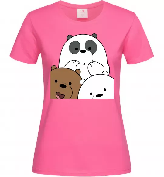 Женская футболка Намальовані ведмедики Ярко-розовый фото