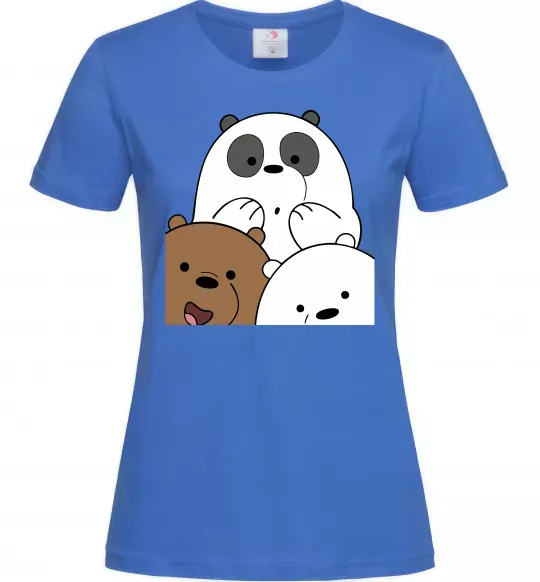 Женская футболка Намальовані ведмедики Ярко-синий фото