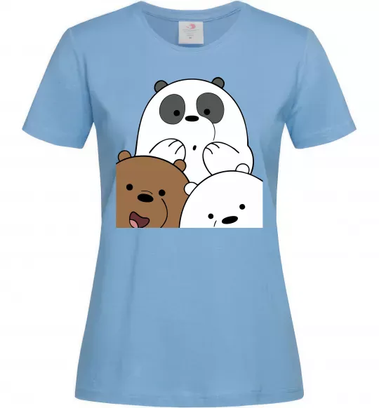 Женская футболка Намальовані ведмедики Голубой фото