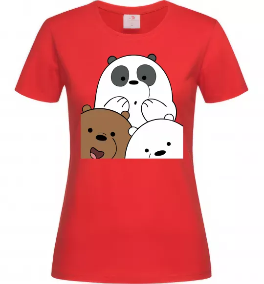 Женская футболка Намальовані ведмедики Красный фото