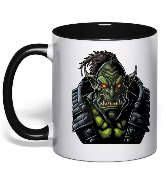 Чашка з кольоровою ручкою Warcraft орк Чорний фото
