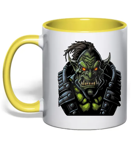 Чашка с цветной ручкой Warcraft орк Лимонный фото