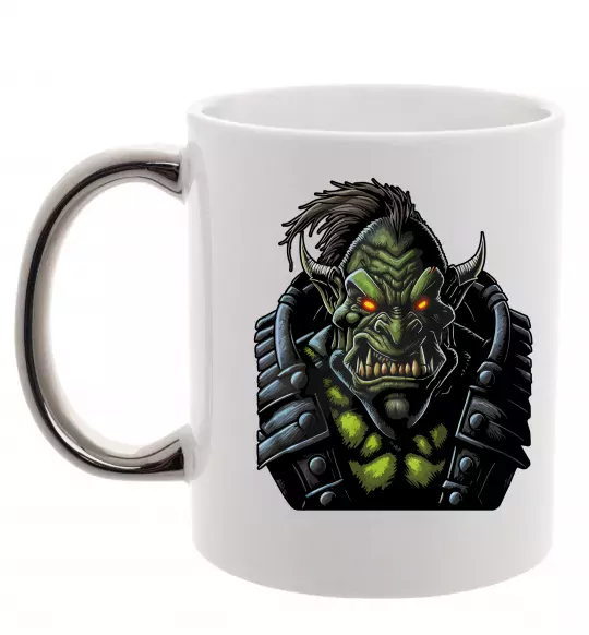 Чашка з кольоровою ручкою Warcraft орк Срібло фото