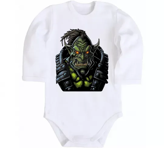 Детский боди Warcraft орк Белый фото