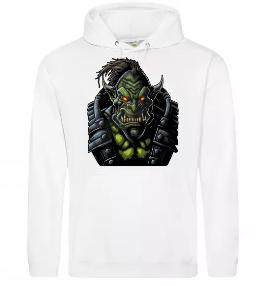 Чоловіча толстовка (худі) Warcraft орк Білий фото